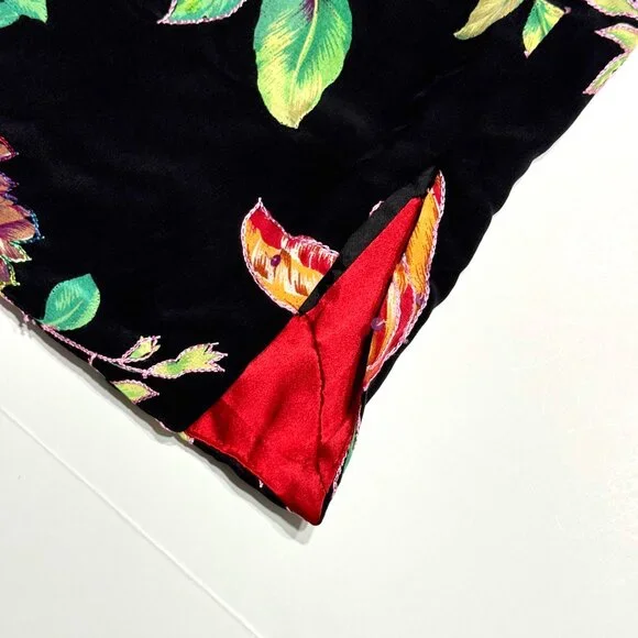 Vtg Y2K Black Floral Pencil Skirt Silky 15"W Embroidered Sequins Embellished NWT - Picture 12 of 16